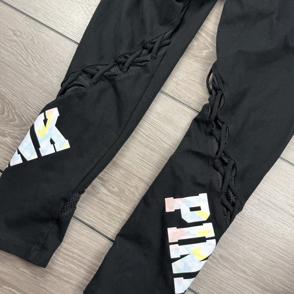 Victorias Secret Pink Women's Yoga Pull On Athletic Leggings Black Large - Picture 4 of 10